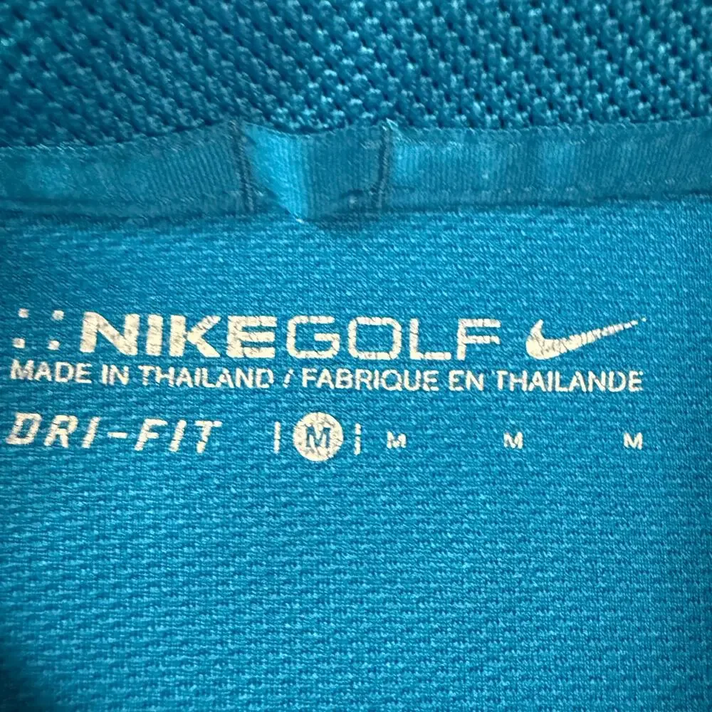 Nike Golf Polo Shirt Men's Medium Blue Diamond Graphic Black Yellow Accents